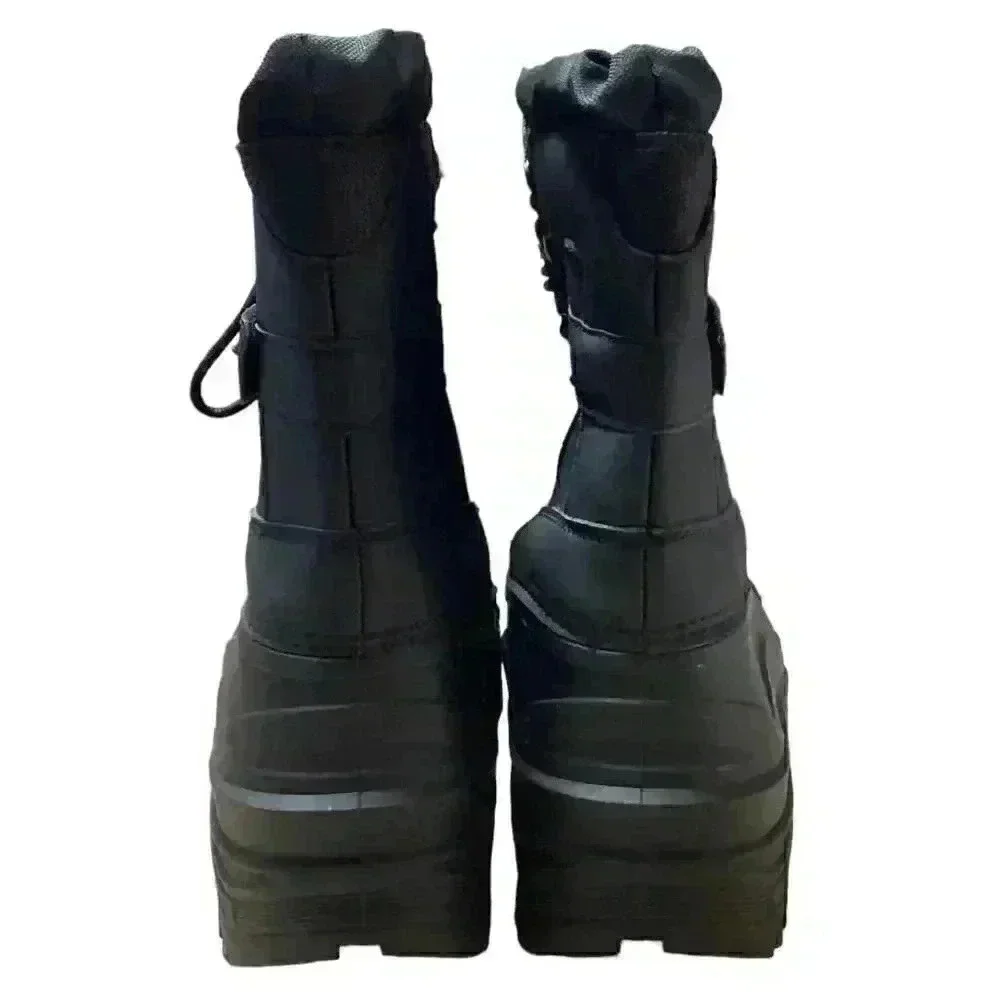 Khombu Men 13 Waterproof Insulated Lace Up Drawstring Snow Boots Black Vegan NEW
